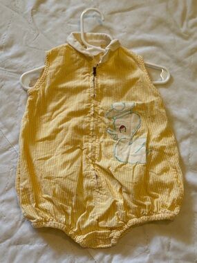 Sears Yellow Baby One-Piece Bodysuit with Elephant Applique